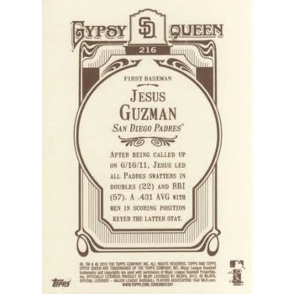 2012 Topps Gypsy Queen Jesus Guzman # 216 San Diego Padres